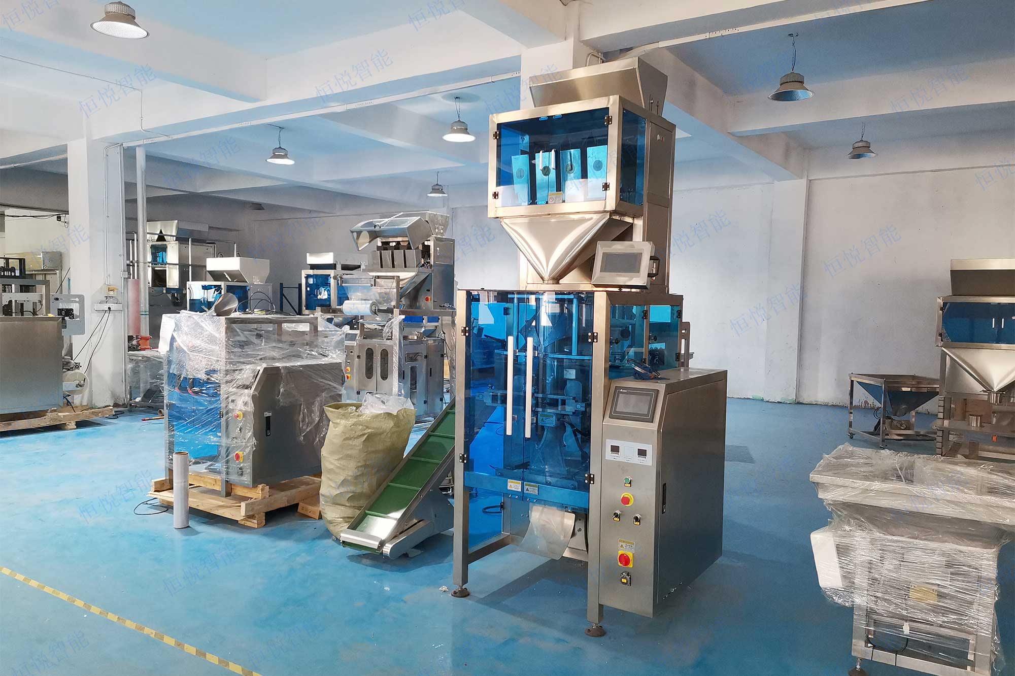 自動(dòng)顆粒稱重包裝機(jī)生產(chǎn)線用于顆粒狀物料